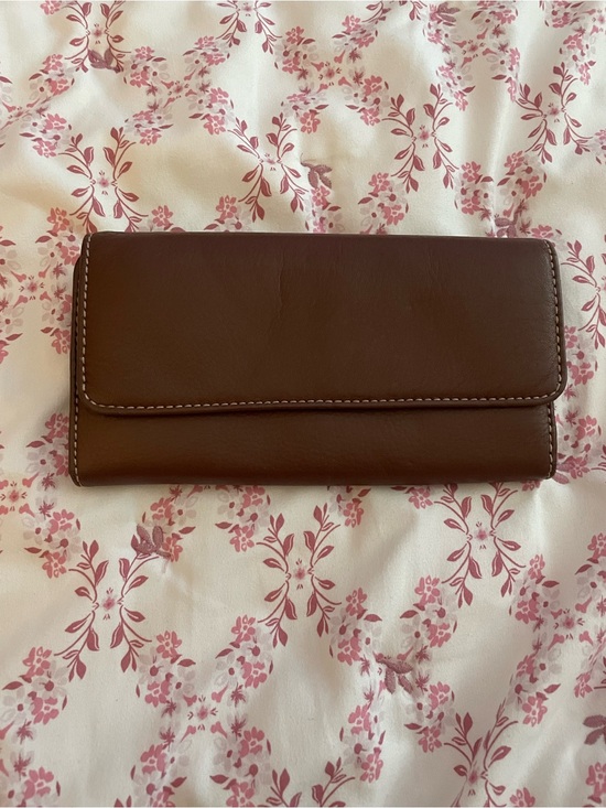 Handbags - Women's Brown Leather Clutch Wallet - Sleek Organizer